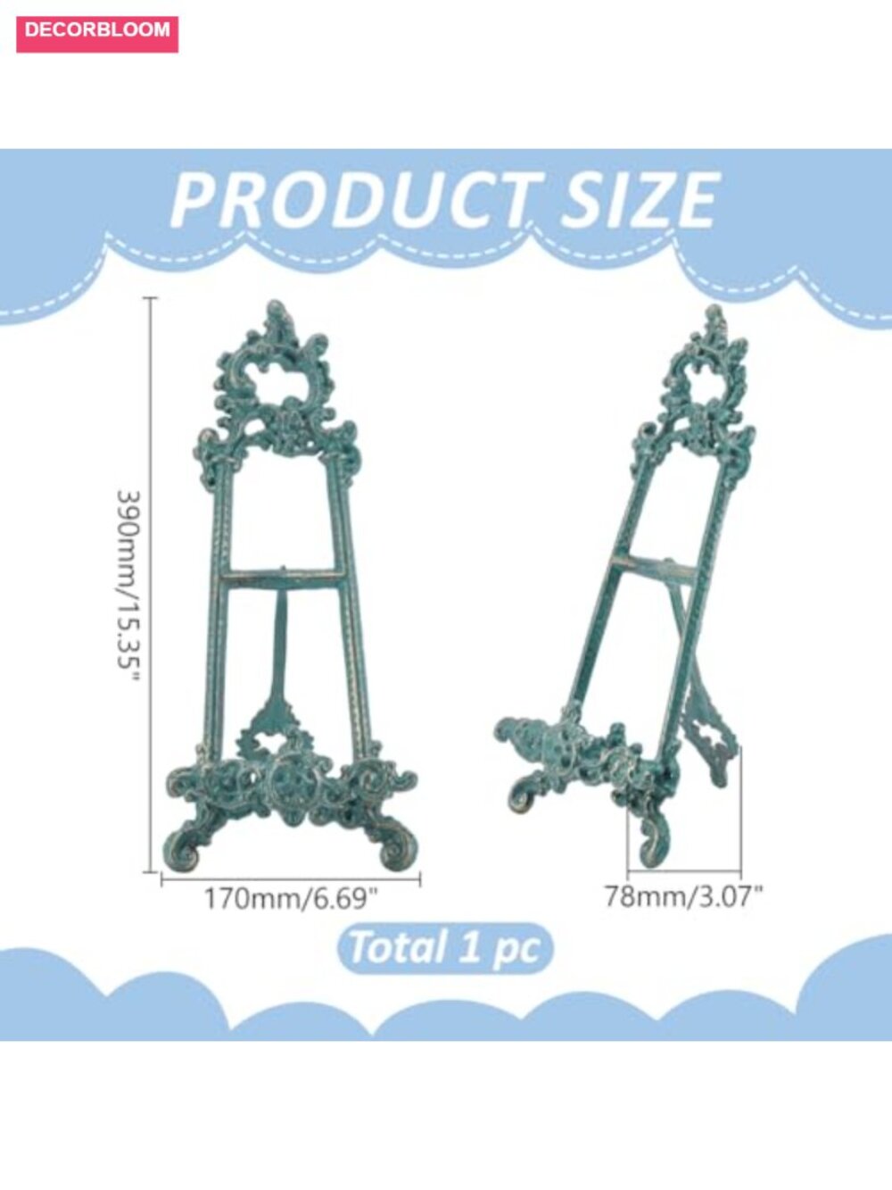 Cast Iron Cookbook Stand Vintage Ornate Metal Easel Holder Recipe Book Display - Picture 2 of 4